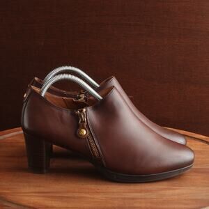 Pikolinos Booties Womens Size EU 42 US 11 Brown Leather Ankle Heeled Zip Casual